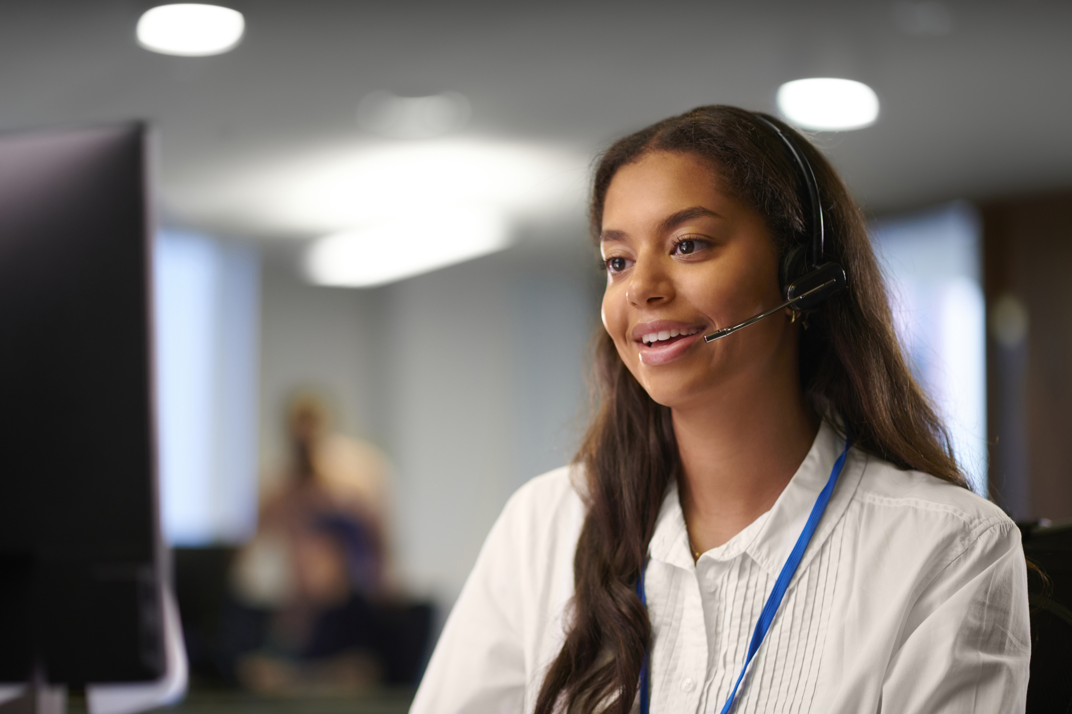 young woman working…